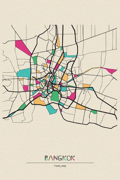 Thailand: Bangkok, Thailand Map by Ayse Deniz Akerman