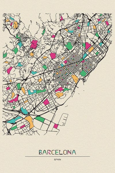 Catalonia: Barcelona, Spain Map by Ayse Deniz Akerman