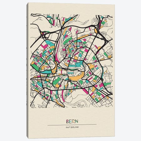 Bern, Switzerland Map Canvas Print #ADA160} by Ayse Deniz Akerman Canvas Artwork