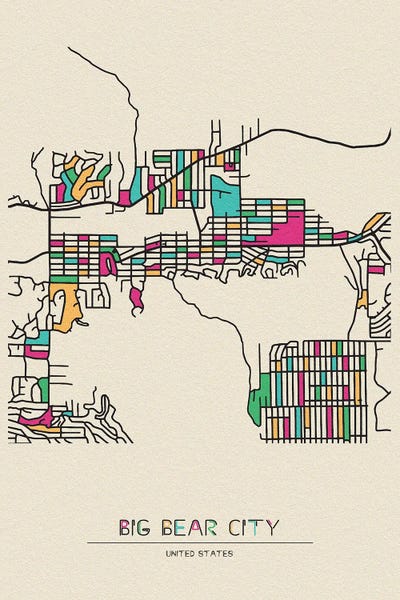 Big Bear City, California Map by Ayse Deniz Akerman canvas print