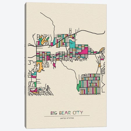 Big Bear City, California Map Canvas Print #ADA162} by Ayse Deniz Akerman Canvas Wall Art