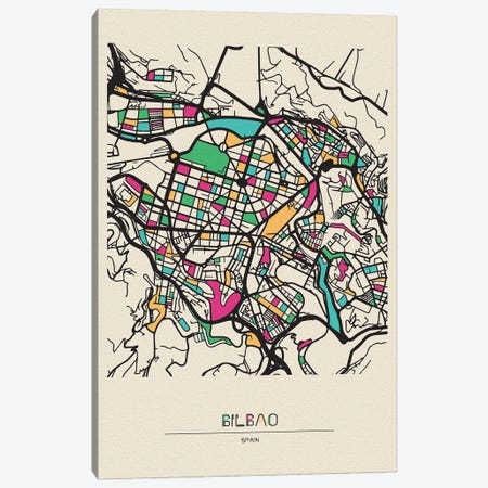 Bilbao, Spain Map Canvas Print #ADA163} by Ayse Deniz Akerman Canvas Art