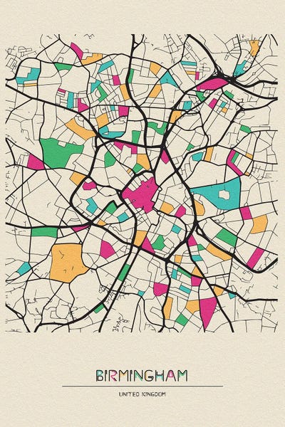 Birmingham: Birmingham, England Map by Ayse Deniz Akerman