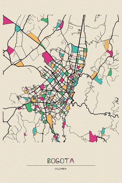 Ayse Deniz Akerman: Bogota, Colombia Map by Ayse Deniz Akerman