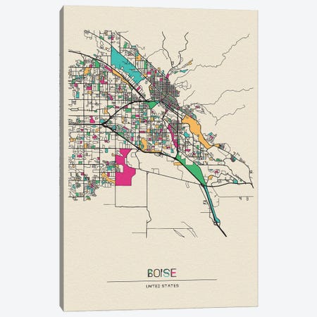 Boise, Idaho Map Canvas Print #ADA167} by Ayse Deniz Akerman Art Print
