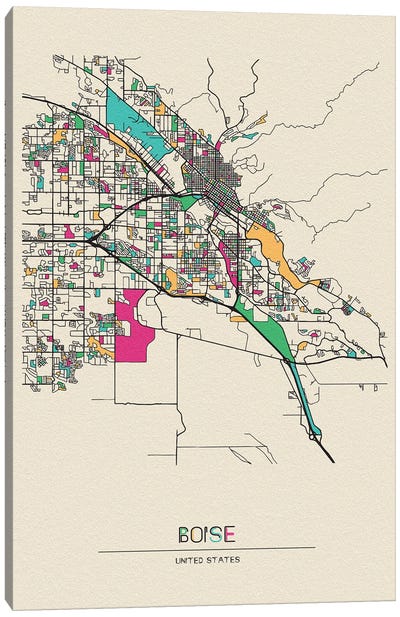 Boise, Idaho Map Canvas Art Print - Idaho Art