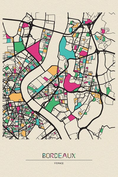 Nouvelle-Aquitaine: Bordeaux, France Map by Ayse Deniz Akerman