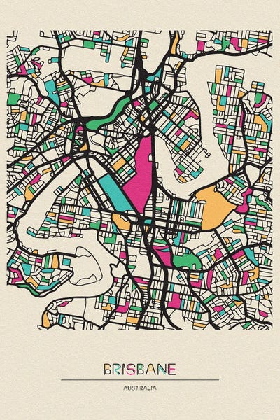 Ayse Deniz Akerman: Brisbane, Australia Map by Ayse Deniz Akerman