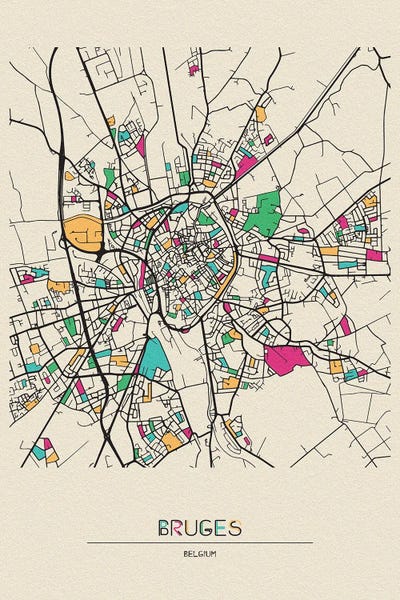 Ayse Deniz Akerman: Bruges, Belgium Map by Ayse Deniz Akerman