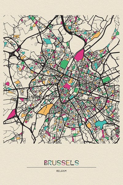 Urban Maps: Brussels, Belgium Map by Ayse Deniz Akerman