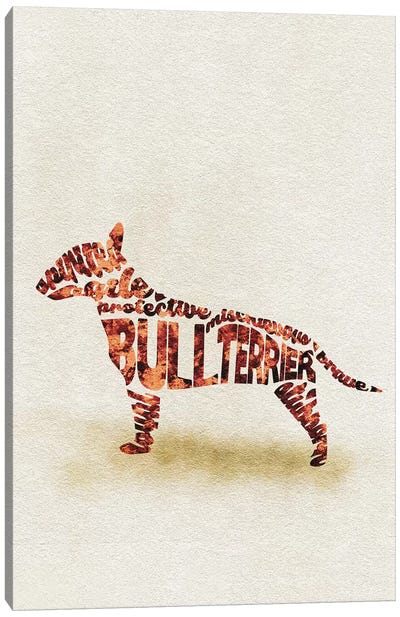 Bull Terrier Canvas Art Print - Typographic Dogs