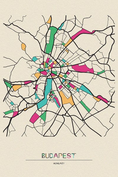 Hungary: Budapest, Hungary Map by Ayse Deniz Akerman