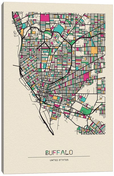Buffalo, New York Map Canvas Art Print - City Maps