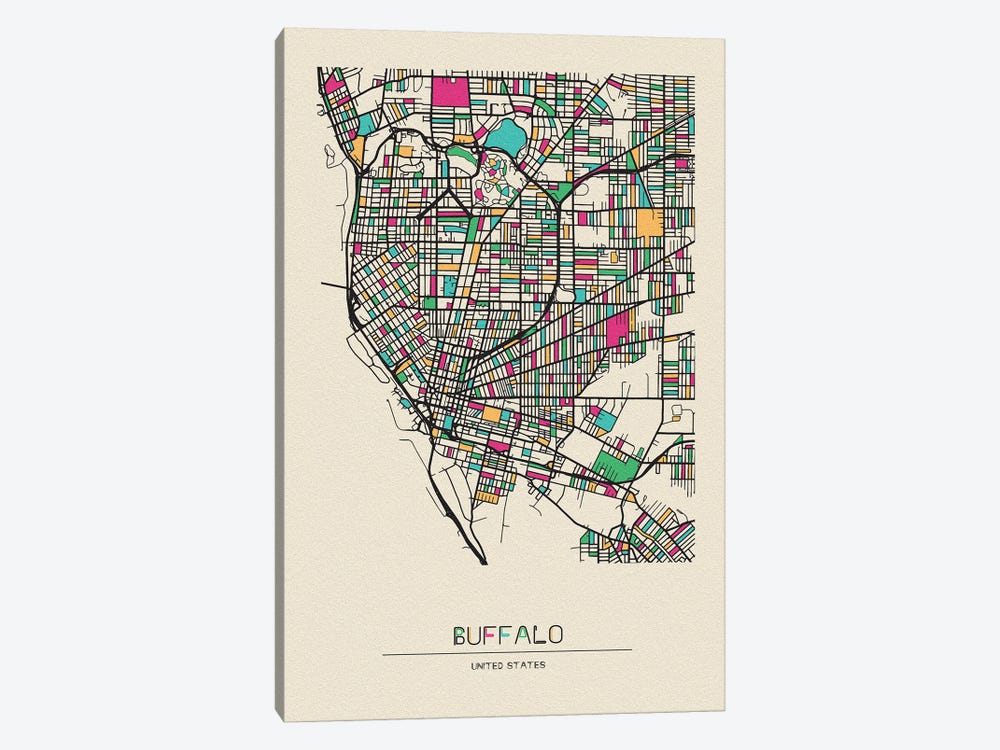 Buffalo, New York Map by Ayse Deniz Akerman 1-piece Art Print