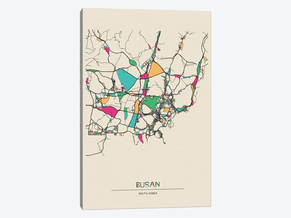 Busan, South Korea Map by Ayse Deniz Akerman 1-piece Art Print