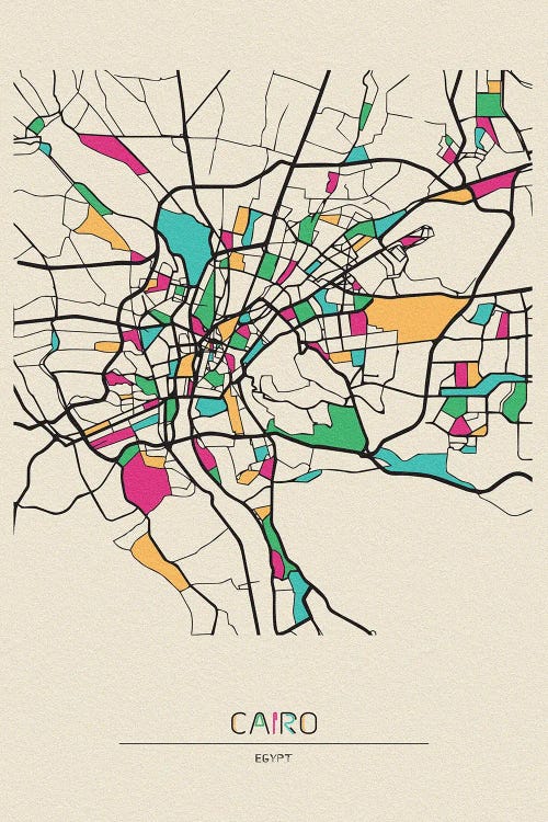 Cairo, Egypt Map by Ayse Deniz Akerman wall art
