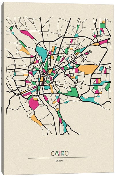 Cairo, Egypt Map Canvas Art Print - Cairo