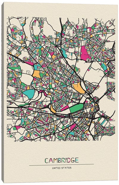 Cambridge, Massachusetts Map Canvas Art Print - City Maps