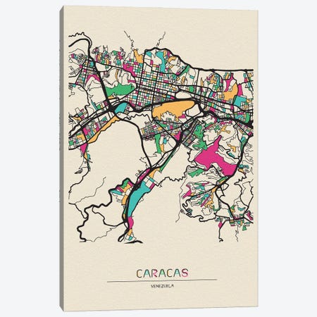 Caracas, Venezuela Map Canvas Print #ADA192} by Ayse Deniz Akerman Canvas Art Print