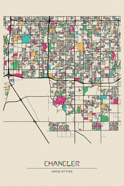 Chandler, Arizona Map by Ayse Deniz Akerman art print