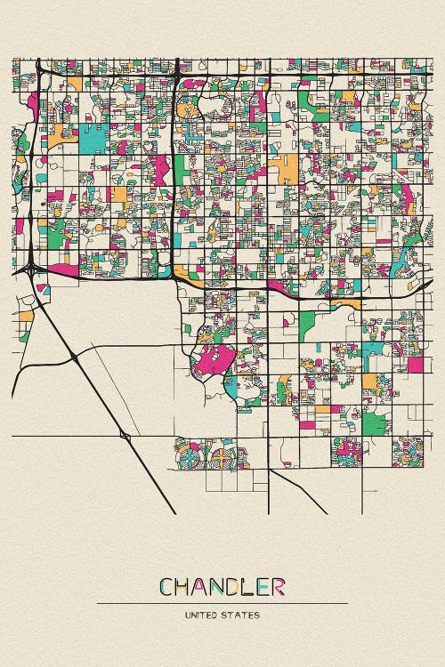 Chandler, Arizona Map by Ayse Deniz Akerman wall art