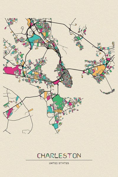 Ayse Deniz Akerman: Charleston, South Carolina Map by Ayse Deniz Akerman