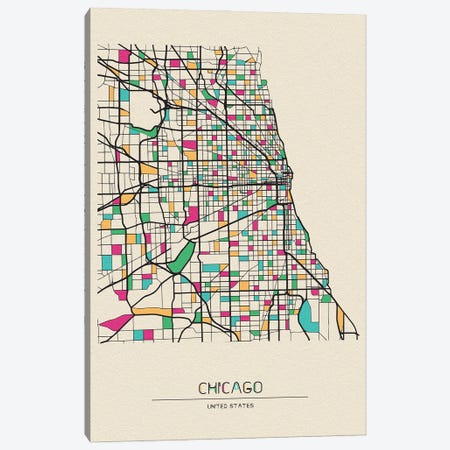 Chicago, Illinois Map Canvas Print #ADA198} by Ayse Deniz Akerman Canvas Print