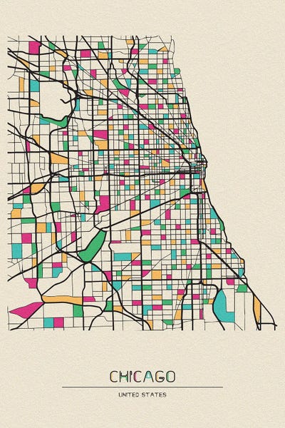 Chicago Maps: Chicago, Illinois Map by Ayse Deniz Akerman
