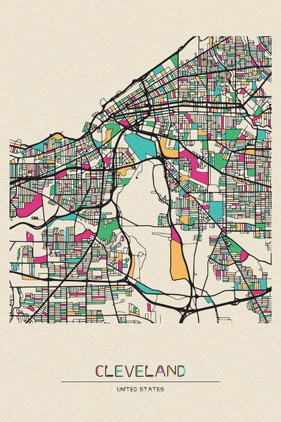 Cleveland, Ohio Map by Ayse Deniz Akerman art print