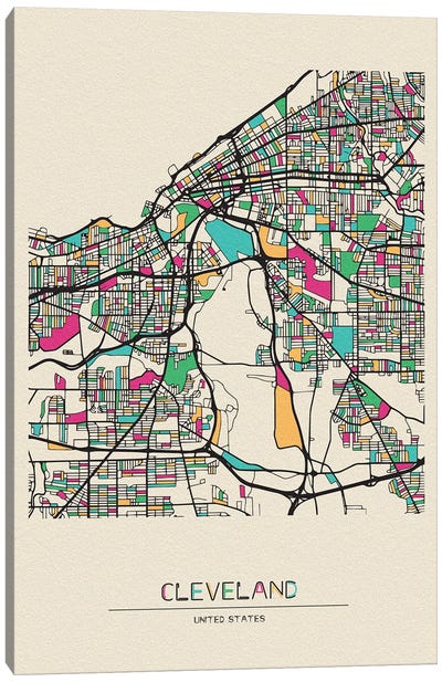 Cleveland, Ohio Map Canvas Art Print - City Maps