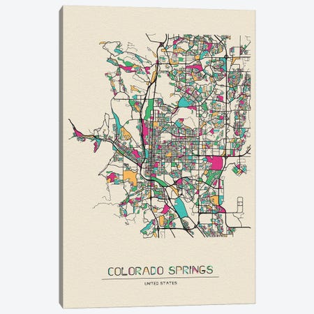 Colorado Springs, Colorado Map Canvas Print #ADA204} by Ayse Deniz Akerman Canvas Wall Art