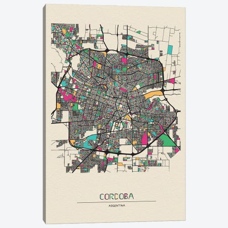 Cordoba, Argentina Map Canvas Print #ADA209} by Ayse Deniz Akerman Canvas Print