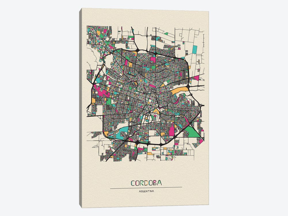 Cordoba, Argentina Map by Ayse Deniz Akerman 1-piece Art Print