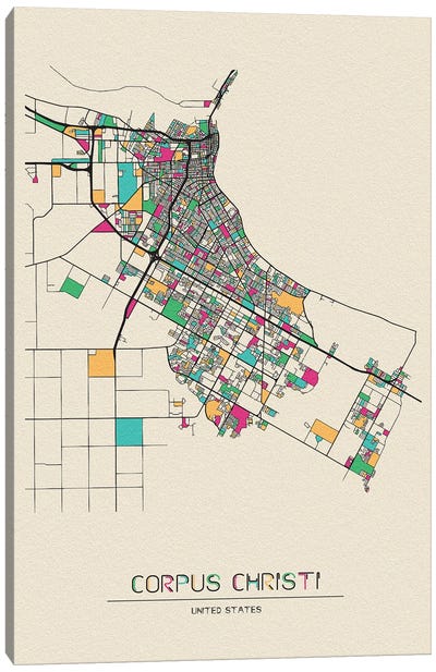 Corpus Christi, Texas Map Canvas Art Print - City Maps