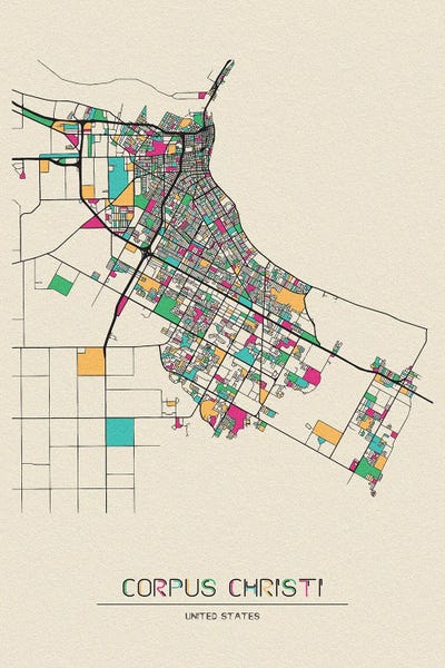 Ayse Deniz Akerman: Corpus Christi, Texas Map by Ayse Deniz Akerman