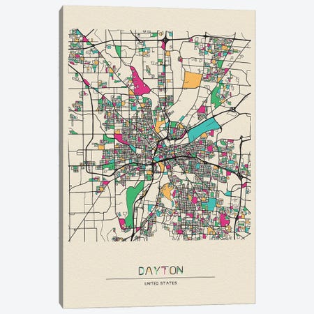 Dayton, Ohio Map Canvas Print #ADA214} by Ayse Deniz Akerman Canvas Art Print
