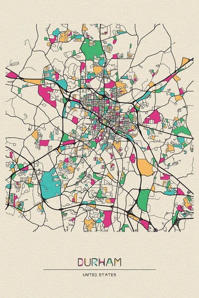 Ayse Deniz Akerman: Durham, North Carolina Map by Ayse Deniz Akerman