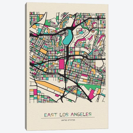East Los Angeles, California Map Canvas Print #ADA226} by Ayse Deniz Akerman Canvas Artwork