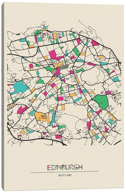 Edinburgh, Scotland Map Canvas Art Print - City Maps