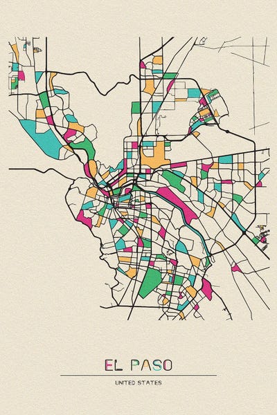 Ayse Deniz Akerman: El Paso, Texas Map by Ayse Deniz Akerman