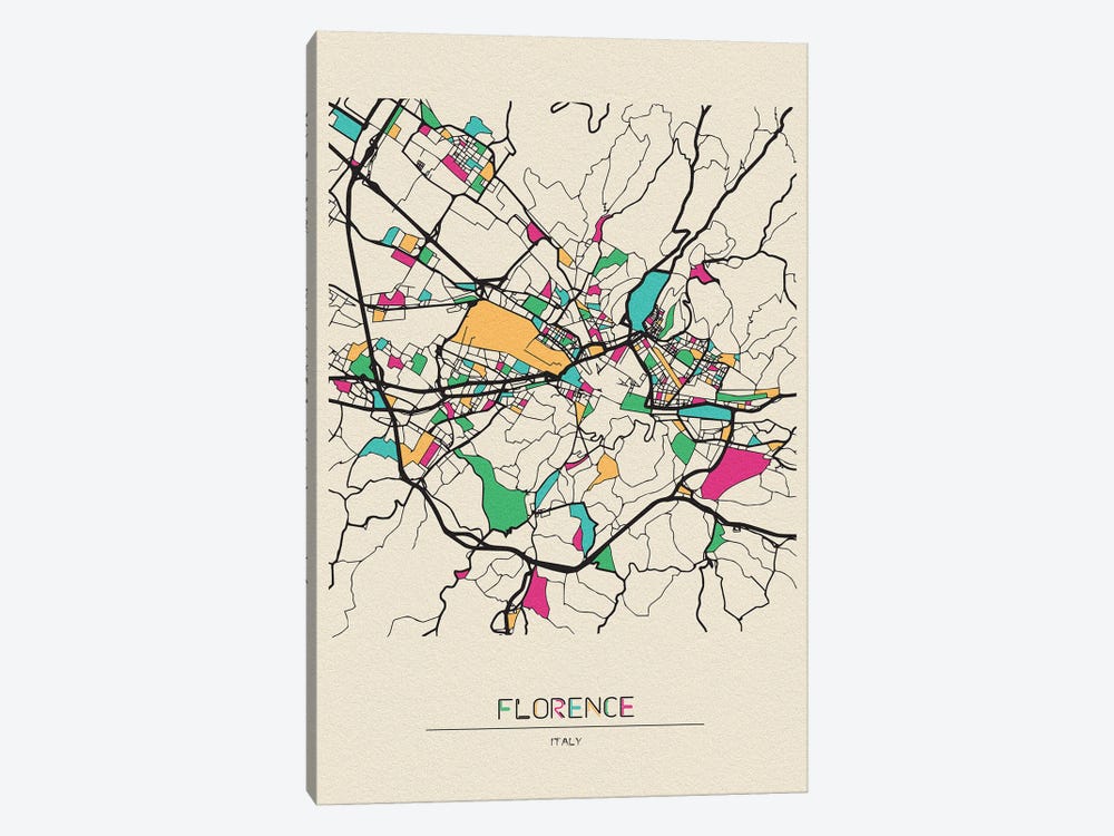 Florence, Italy Map Art Print by Ayse Deniz Akerman | iCanvas