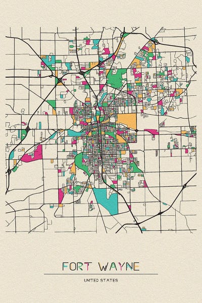 Ayse Deniz Akerman: Fort Wayne, Indiana Map by Ayse Deniz Akerman