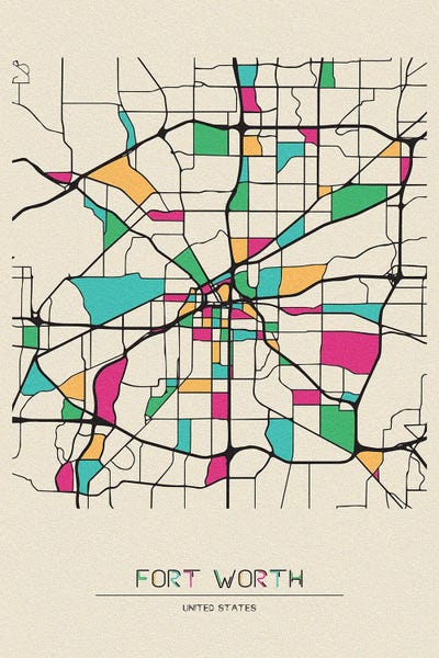 Ayse Deniz Akerman: Fort Worth, Texas Map by Ayse Deniz Akerman