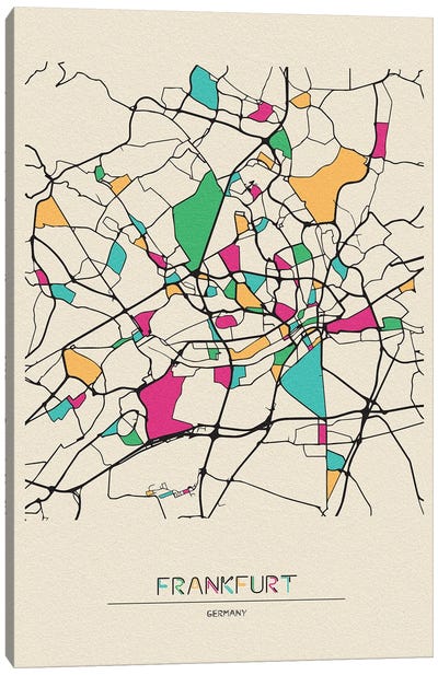 Frankfurt, Germany Map Canvas Art Print - City Maps