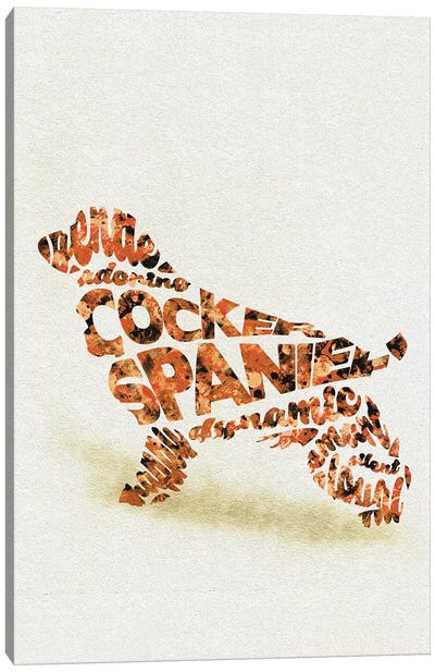 Cockerspaniel Canvas Art Print - Typographic Dogs