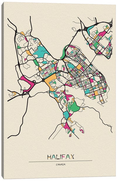 Halifax, Nova Scotia Map Canvas Art Print - City Maps