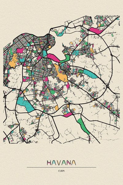 Caribbean: Havana, Cuba Map by Ayse Deniz Akerman