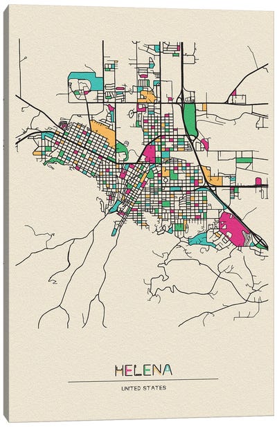 Helena, Montana Map Canvas Art Print - City Maps