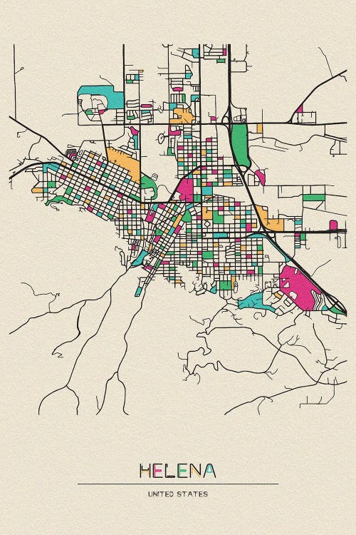 Helena, Montana Map by Ayse Deniz Akerman wall art
