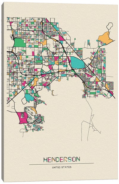 Henderson, Nevada Map Canvas Art Print - City Maps